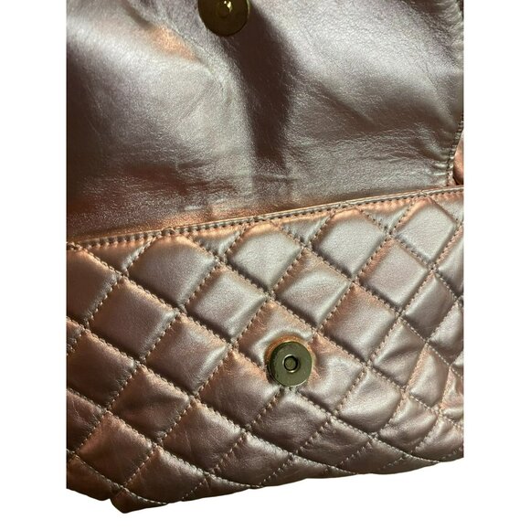 Guess Quilted Metallic Pink Mini Backpack With Glitter Bunny Ears & Pom Pom - Picture 7 of 8